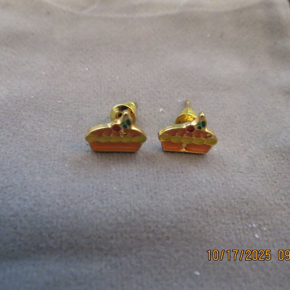 Thanksgiving Inspired Whole Pumpkin Pie Pop Art Stud Earrings